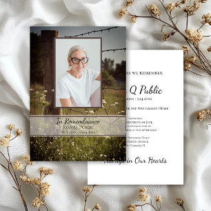 Wooden Fence Post Wildflowers Death Anniversary  Invitation