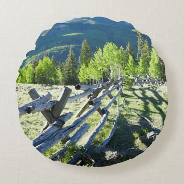 Wooden Fenceline Round Cushion (Front)