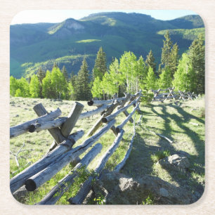 Wooden Fenceline Square Paper Coaster