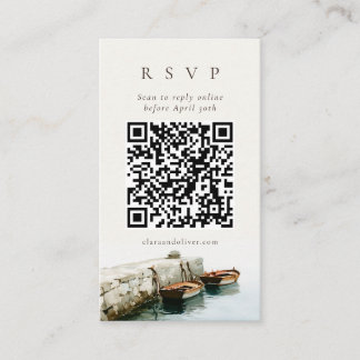 Wooden Fishing Boat Amalfi Coast QR Code RSVP Card
