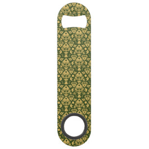 Wooden floral damask pattern background