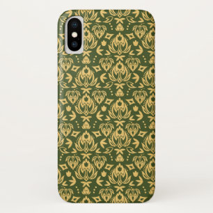 Wooden floral damask pattern background iPhone x case