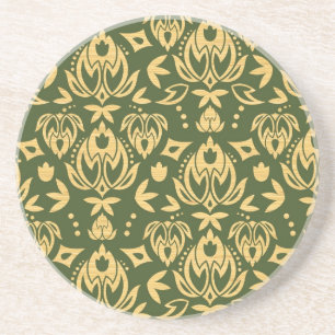 Wooden floral damask pattern background coaster