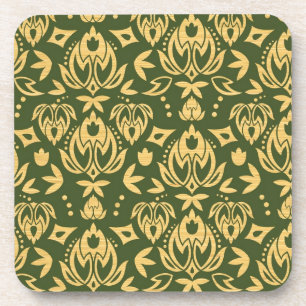 Wooden floral damask pattern background coaster