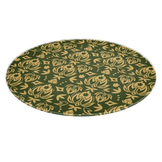 Wooden floral damask pattern background cutting board (Corner)