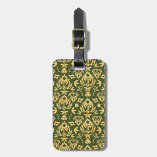 Wooden floral damask pattern background luggage tag