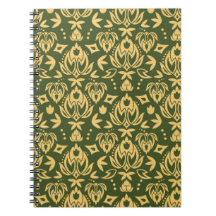 Wooden floral damask pattern background notebook