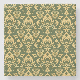 Wooden floral damask pattern background stone coaster