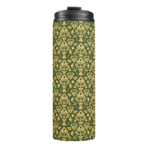 Wooden floral damask pattern background thermal tumbler