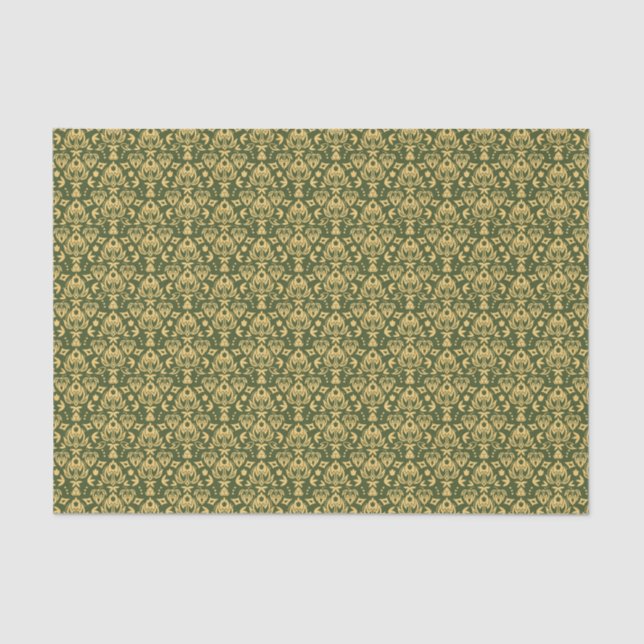 Wooden floral damask pattern background tissue paper (Front)