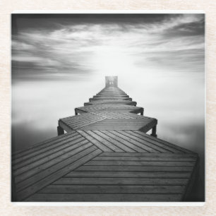 Wooden Footbridge over the Sea Glass Coaster