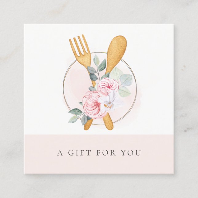 Wooden Fork Spoon Blush Floral Gift Certificate (Front)