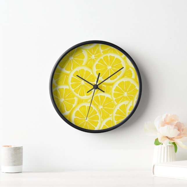 Wooden Frame Clock-Lemons Print Clock (Home)