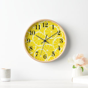 Wooden Frame Clock-Lemons Print Clock