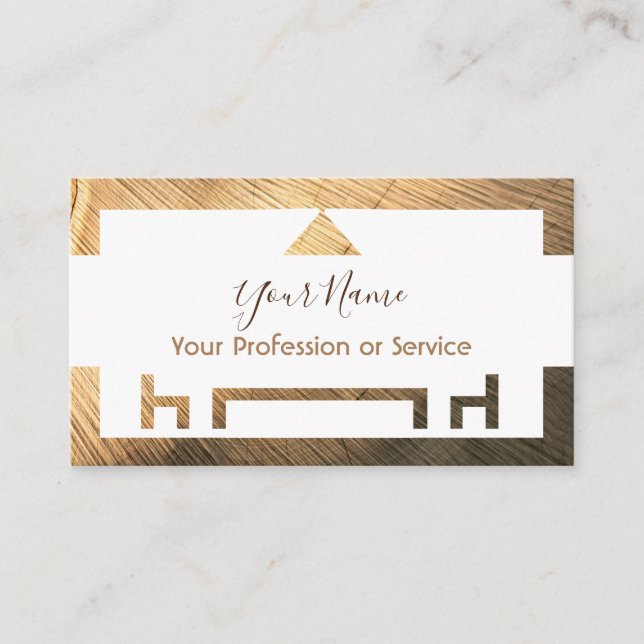 Wooden frame for interior design and furniture! bu business card (Front)