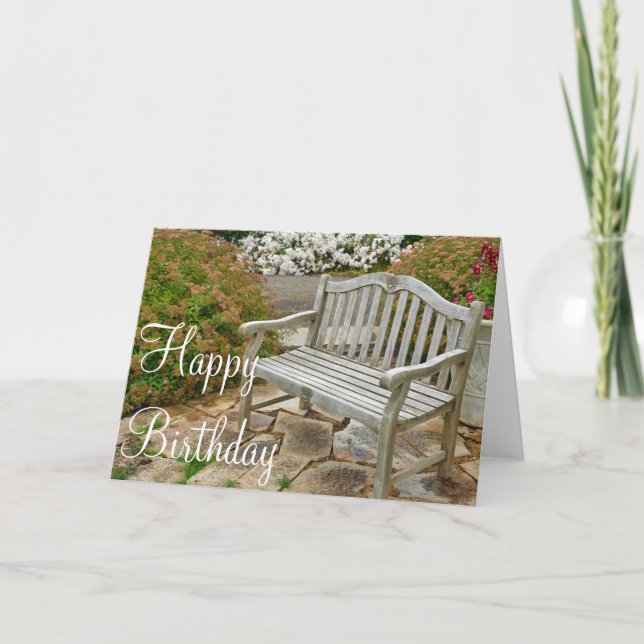 Wooden garden bench Birthday greeting card (Front)