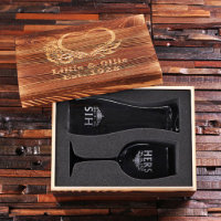 Wooden Gift Set with Engraved Wine & Pilsner Glass
