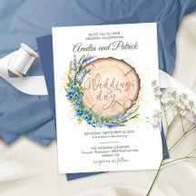 Wooden Grain Circle Blueberry Lavender Wedding