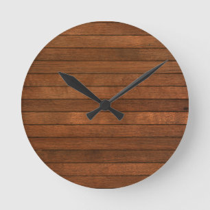 Wooden Grain Stained Style Round Clock