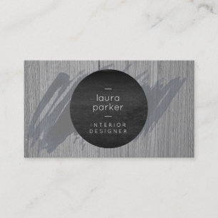 Wooden Grey Watercolor Splatter Modern Business Card