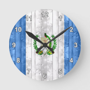 Wooden Guatemalan Flag Round Clock