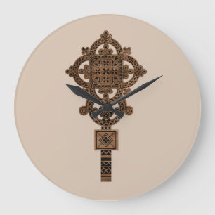 Wooden Hand Cross Large Clock