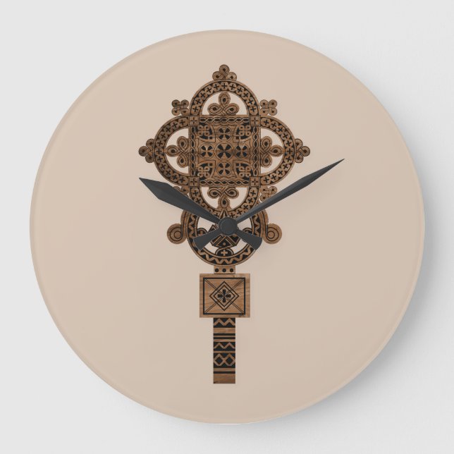 Wooden Hand Cross  Large Clock (Front)