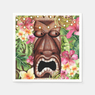 Wooden Hawaiian Tiki Luau Summer Birthday Party Napkin
