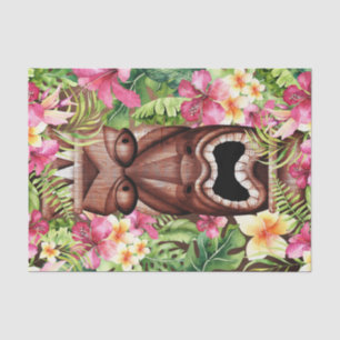 Wooden Hawaiian Tiki Luau Summer Tropical Party Tissue Paper