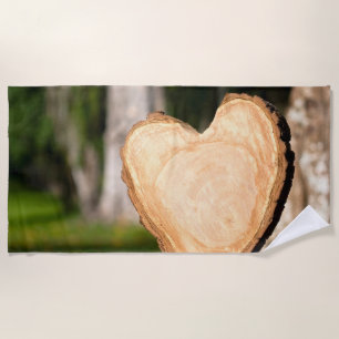 wooden heart beach towel