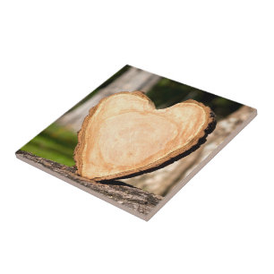 wooden heart ceramic tile