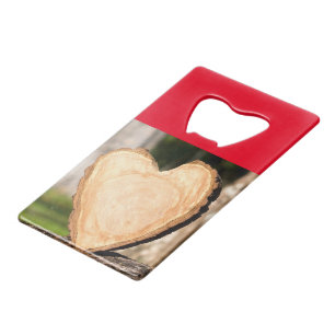 wooden heart credit card bottle opener