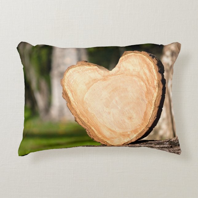 wooden heart decorative cushion (Front)