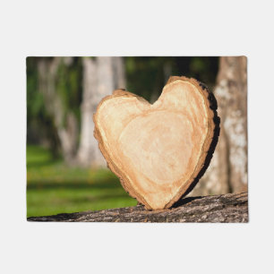wooden heart doormat