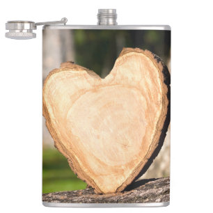 wooden heart flask