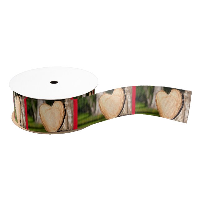 wooden heart grosgrain ribbon (Spool)