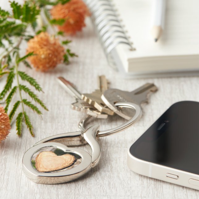 wooden heart key ring (Side)