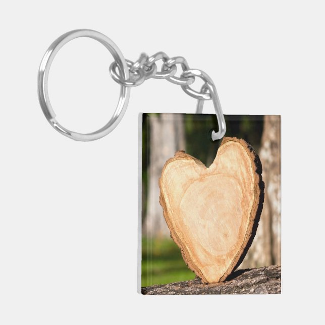 wooden heart key ring (Front Left)