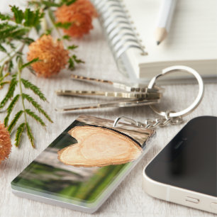 wooden heart key ring