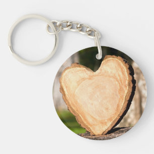 wooden heart keychain