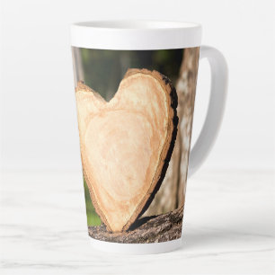 wooden heart latte mug