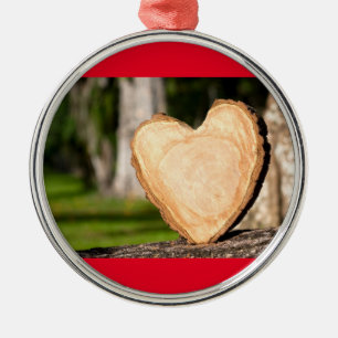 wooden heart metal ornament
