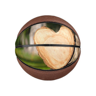wooden heart mini basketball