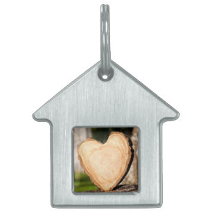 wooden heart pet ID tag