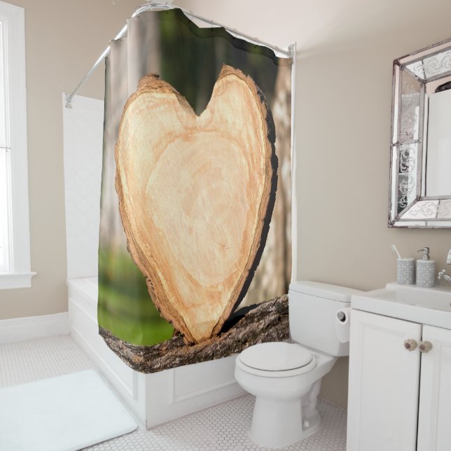 wooden heart shower curtain (In Situ)