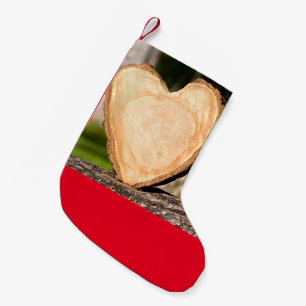 wooden heart small christmas stocking