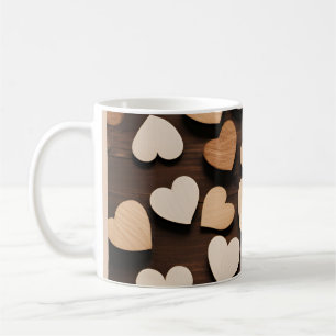 Wooden Hearts Beige Love Timeless Casual Decor Coffee Mug