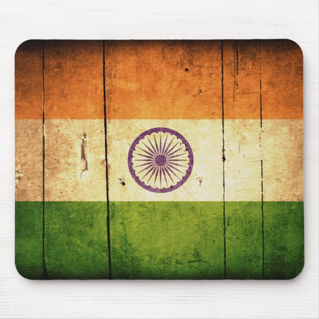 Wooden Indian Flag Mouse Pad (Front)