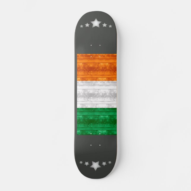 Wooden Irish Flag Skateboard (Front)