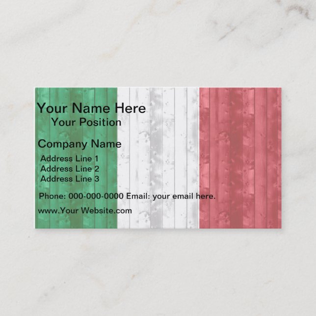 Wooden Italian Flag Business Card (Front)